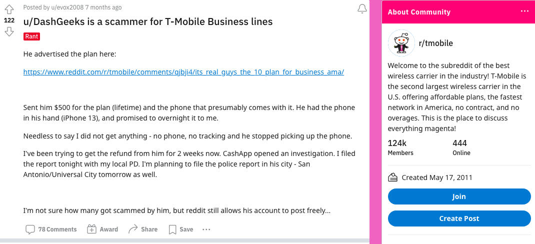 DashGeeks Reddit scam